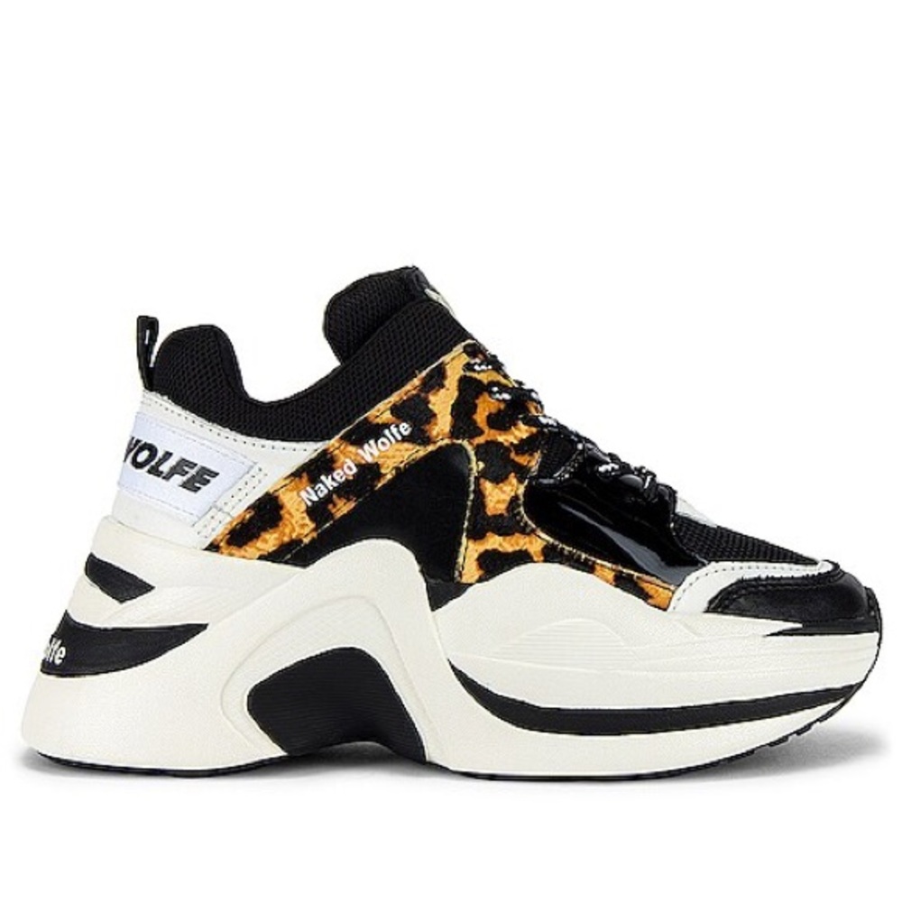 Naked Wolfe Black and Cream Chunky Sneakers